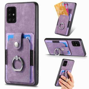 For Samsung Galaxy A51 Retro Skin-feel Ring Card Wallet Phone Case(Purple)