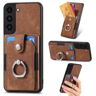 For Samsung Galaxy S22+ 5G Retro Skin-feel Ring Card Wallet Phone Case(Brown)