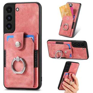 For Samsung Galaxy S22+ 5G Retro Skin-feel Ring Card Wallet Phone Case(Pink)