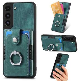 For Samsung Galaxy S22+ 5G Retro Skin-feel Ring Card Wallet Phone Case(Green)
