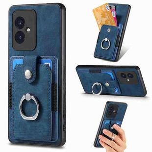 For Honor 100 Retro Skin-feel Ring Card Wallet Phone Case(Blue)