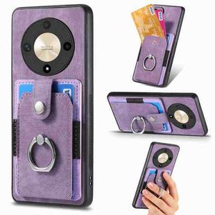 For Honor X9b Retro Skin-feel Ring Card Wallet Phone Case(Purple)