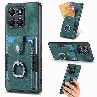 For Honor X6a Retro Skin-feel Ring Card Wallet Phone Case(Green)