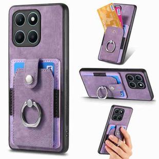 For Honor X6a Retro Skin-feel Ring Card Wallet Phone Case(Purple)
