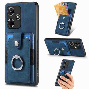 For Infinix Hot 30i Retro Skin-feel Ring Card Wallet Phone Case(Blue)