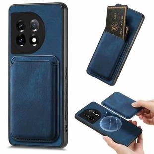 For OnePlus 11 Retro Leather Card Bag Magnetic Phone Case(Blue)