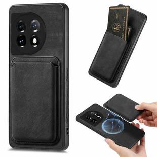 For OnePlus 11 Retro Leather Card Bag Magnetic Phone Case(Black)