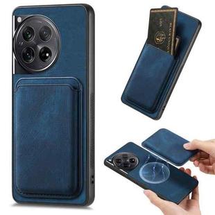 For OnePlus 12 5G Retro Leather Card Bag Magnetic Phone Case(Blue)