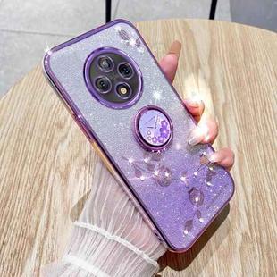 For OPPO A3 Pro Gradient Glitter Immortal Flower Ring All-inclusive Phone Case(Purple)