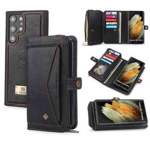 For Samsung Galaxy S22 Ultra 5G Multi-functional Zipper Wallet Leather Phone Case(Black)