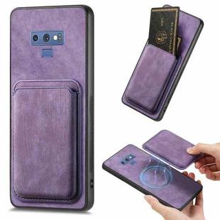 For Samsung Galaxy Note9 Retro Leather Card Bag Magnetic Phone Case(Purple)