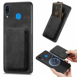 For Samsung Galaxy A30/A20/M10s Retro Leather Card Bag Magnetic Phone Case(Black)