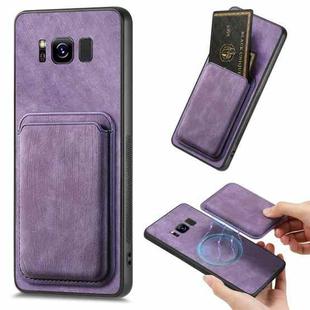 For Samsung Galaxy S8+ Retro Leather Card Bag Magnetic Phone Case(Purple)