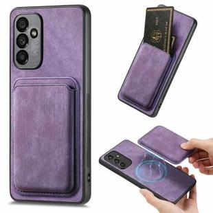 For Samsung Galaxy A14 4G/5G Retro Leather Card Bag Magnetic Phone Case(Purple)