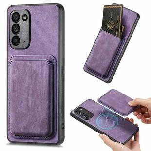 For Samsung Galaxy Note20 Retro Leather Card Bag Magnetic Phone Case(Purple)