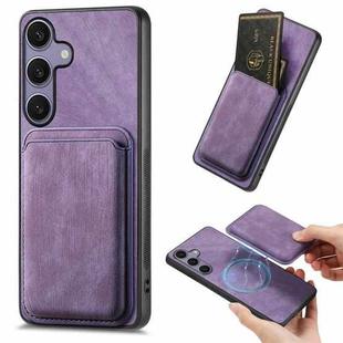 For Samsung Galaxy S25 5G Retro Leather Card Bag Magnetic Phone Case(Purple)