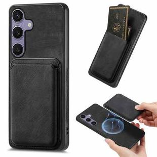 For Samsung Galaxy S25 5G Retro Leather Card Bag Magnetic Phone Case(Black)