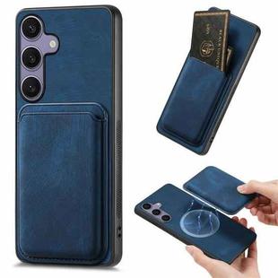 For Samsung Galaxy S25+ 5G Retro Leather Card Bag Magnetic Phone Case(Blue)