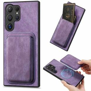 For Samsung Galaxy S25 Ultra 5G Retro Leather Card Bag Magnetic Phone Case(Purple)