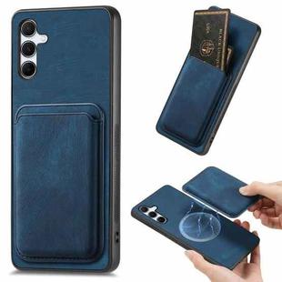 For Samsung Galaxy A55 5G Retro Leather Card Bag Magnetic Phone Case(Blue)