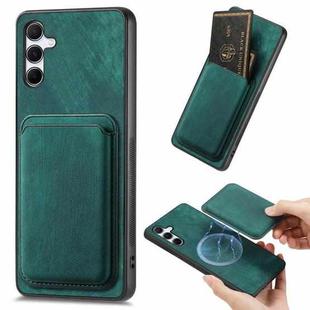 For Samsung Galaxy A55 5G Retro Leather Card Bag Magnetic Phone Case(Green)