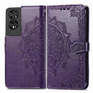 For TCL 40 NXTpaper 4G Mandala Flower Embossed Leather Phone Case(Purple)