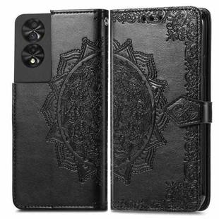 For TCL 40 NXTpaper 4G Mandala Flower Embossed Leather Phone Case(Black)