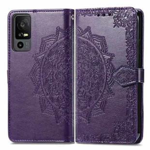 For TCL 40 XE Mandala Flower Embossed Leather Phone Case(Purple)