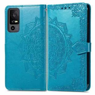 For TCL 40 XE Mandala Flower Embossed Leather Phone Case(Blue)