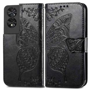 For TCL 40 NXTpaper 4G Butterfly Love Flower Embossed Leather Phone Case(Black)