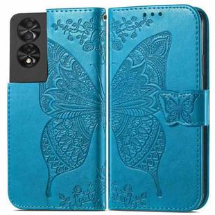For TCL 40 NXTpaper 4G Butterfly Love Flower Embossed Leather Phone Case(Blue)