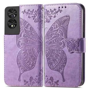 For TCL 40 NXTpaper 4G Butterfly Love Flower Embossed Leather Phone Case(Light Purple)