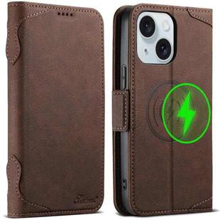 For iPhone 15 Plus SUTENI J07 Multifunctional Horizontal Flip Magsafe Leather Phone Case(Brown)