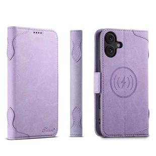 For iPhone 16 SUTENI J07 Multifunctional Horizontal Flip Magsafe Leather Phone Case(Purple)