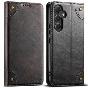 For Samsug Galaxy S24 Ultra 5G Suteni Baroque Calf Texture Buckle Wallet Leather Phone Case(Black)