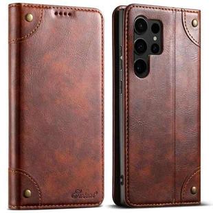 For Samsug Galaxy S24 Ultra 5G Suteni Baroque Calf Texture Buckle Wallet Leather Phone Case(Khaki)