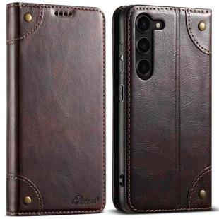 For Samsung Galaxy S24 5G Suteni Baroque Calf Texture Buckle Wallet Leather Phone Case(Brown)