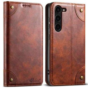 For Samsung Galaxy S24 5G Suteni Baroque Calf Texture Buckle Wallet Leather Phone Case(Khaki)