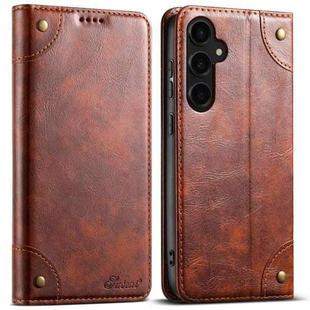 For Samsung Galaxy S23 FE 5G Suteni Baroque Calf Texture Buckle Wallet Leather Phone Case(Khaki)