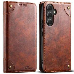 For Samsung Galaxy A24 5G Suteni Baroque Calf Texture Buckle Wallet Leather Phone Case(Khaki)