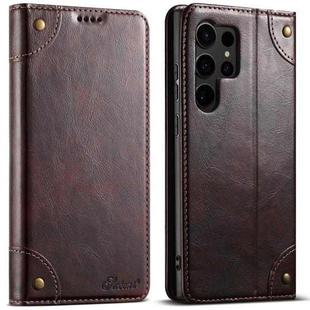 For Samsung Galaxy S23 Ultra 5G Suteni Baroque Calf Texture Buckle Wallet Leather Phone Case(Brown)