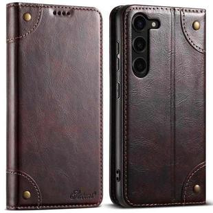 For Samsung Galaxy S23 5G Suteni Baroque Calf Texture Buckle Wallet Leather Phone Case(Brown)
