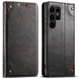 For Samsung Galaxy S22 Ultra 5G Suteni Baroque Calf Texture Buckle Wallet Leather Phone Case(Black)