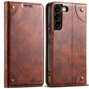 For Samsung Galaxy S22+ 5G Suteni Baroque Calf Texture Buckle Wallet Leather Phone Case(Khaki)