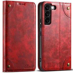 For Samsung Galaxy S22 5G Suteni Baroque Calf Texture Buckle Wallet Leather Phone Case(Red)