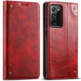 For Samsung Galaxy Note20 Suteni Baroque Calf Texture Buckle Wallet Leather Phone Case(Red)