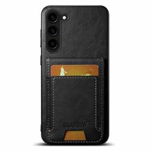 For Samsung Galaxy S22+ 5G Suteni H03 Oil Wax Leather Wallet Stand Back Phone Case(Black)