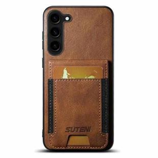 For Samsung Galaxy S23+ 5G Suteni H03 Oil Wax Leather Wallet Stand Back Phone Case(Brown)
