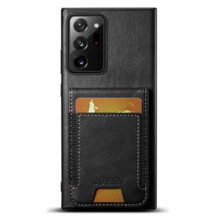 For Samsung Galaxy Note20 Ultra 5G Suteni H03 Oil Wax Leather Wallet Stand Back Phone Case(Black)