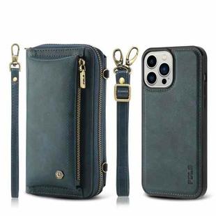 For iPhone 13 Pro Max Crossbody Multi-functional Zipper Wallet Leather Phone Case(Green)